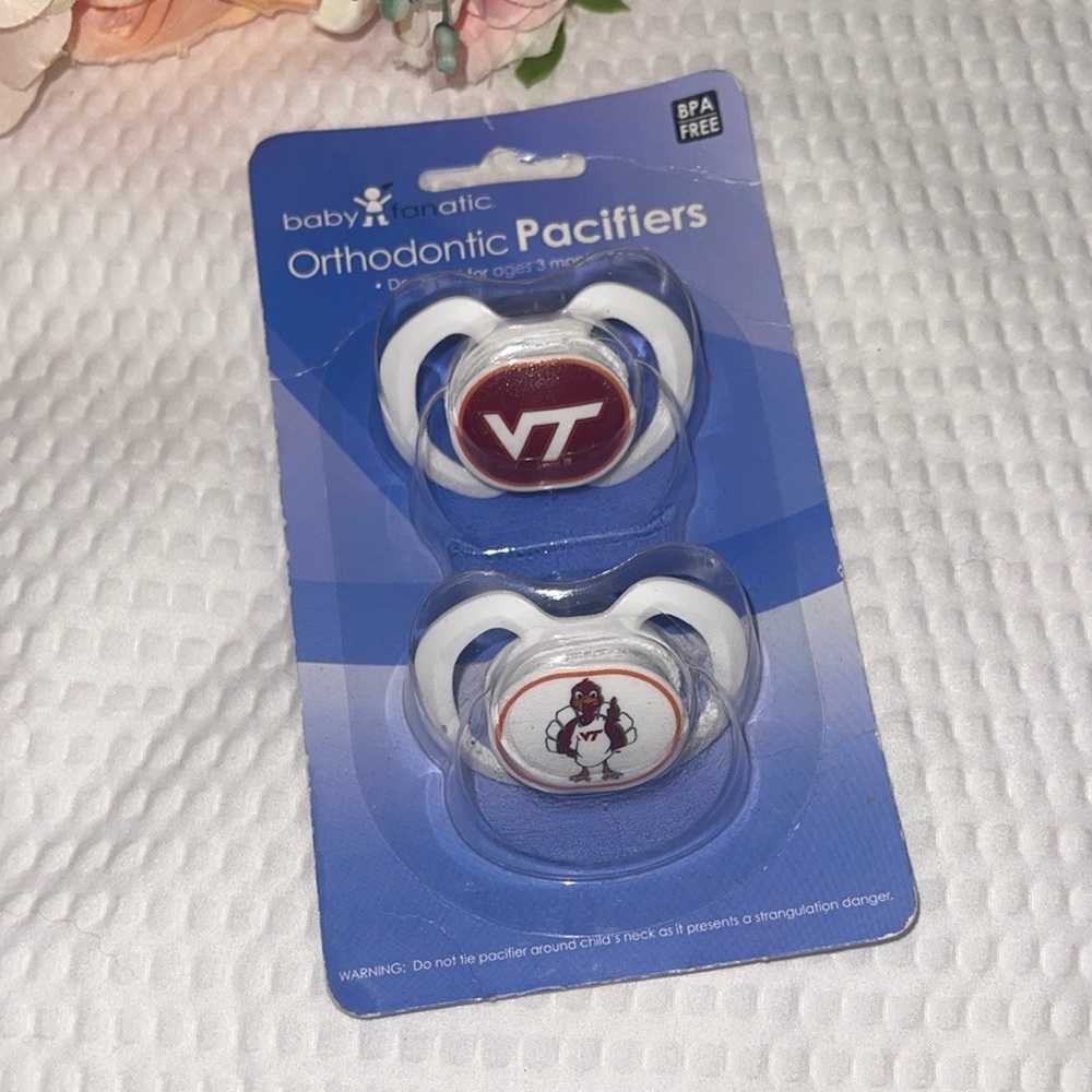 Baby Fanatic NCAA Virginia Tech Hokies 2-Pack Pacifiers, One Size, Team Color
